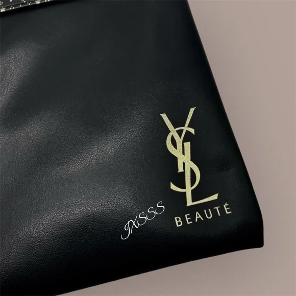 Black Faux-Leather YSL (Yves Saint Laurent) Beauty Cosmetic-Makeup Wristlet Bag - Picture 7 of 9